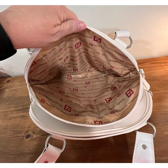 Stone Mountain Multicolor Straw Satchel Bag White Faux Leather Trim - Picture 14 of 16